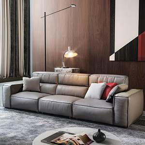 Modern three-seat sofa foreign Italian minimalist tofu block sofa 3d model