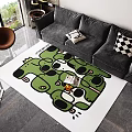Square Rug With Green White Cartoon Frog Patterns And CROAKERS Text For Indoor Living Room