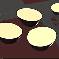 Modern Wall Lamp Set with Round White Shades and Dark Bases on Red Gray Floor