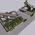Modern Boutique Guesthouse Building With Palm Trees Greenery And Stone Pathway