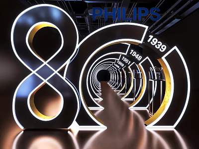 Philips Lighted Infinite Symbol Tunnel Design Featuring Historical Years 3d model