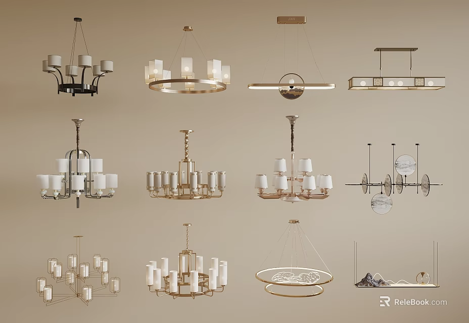 Modern Decorative Chandeliers With Various Designs And Styles For Interior Lighting 3d model