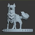 Light Blue Game Anime Fox Character 3D Model Standing Pose Fluffy Tail Circular Hollow Base