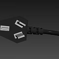 Black Electrical Power Plug With Flexible Cable And Three Prongs