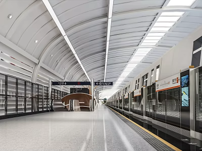 Modern Subway Station Linkong North Station Platform 3d model