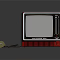 Vintage Red Electronic Television Appliance With Classic Design And Power Cord