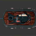 Red Tugboat With White Cabin Black Chimney Blue Flag And Lifebuoys