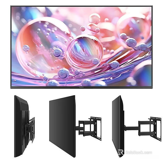High Definition TV With Vibrant Bubble Display And Wall Mount Bracket 3d model 