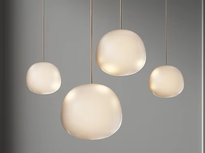 Modern Four Round Frosted Glass Pendant Lights For Home Interior Decor 3d model