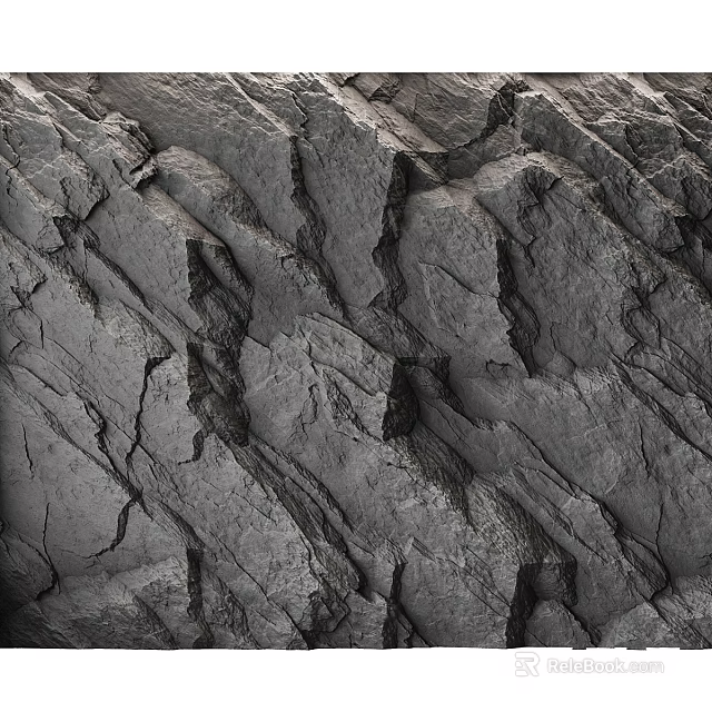Rugged Natural Rock Component with Layered Texture and Deep Cracks for Structural Design 3d model 