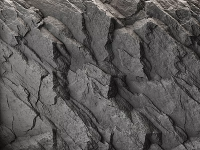 Rugged Natural Rock Component with Layered Texture and Deep Cracks for Structural Design 3d model