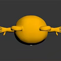 Cute Yellow Bear 3D Animated Game Character With Red Ears Blue Dress And Outstretched Arms