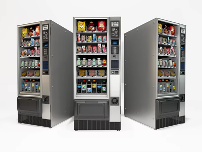 Commercial Vending Machines Modern Stainless Steel Design With Assorted Snacks And Drinks 3d model