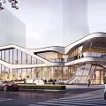 Modern Sales Office Building With Glass Curtain Wall And Unique Architectural Design
