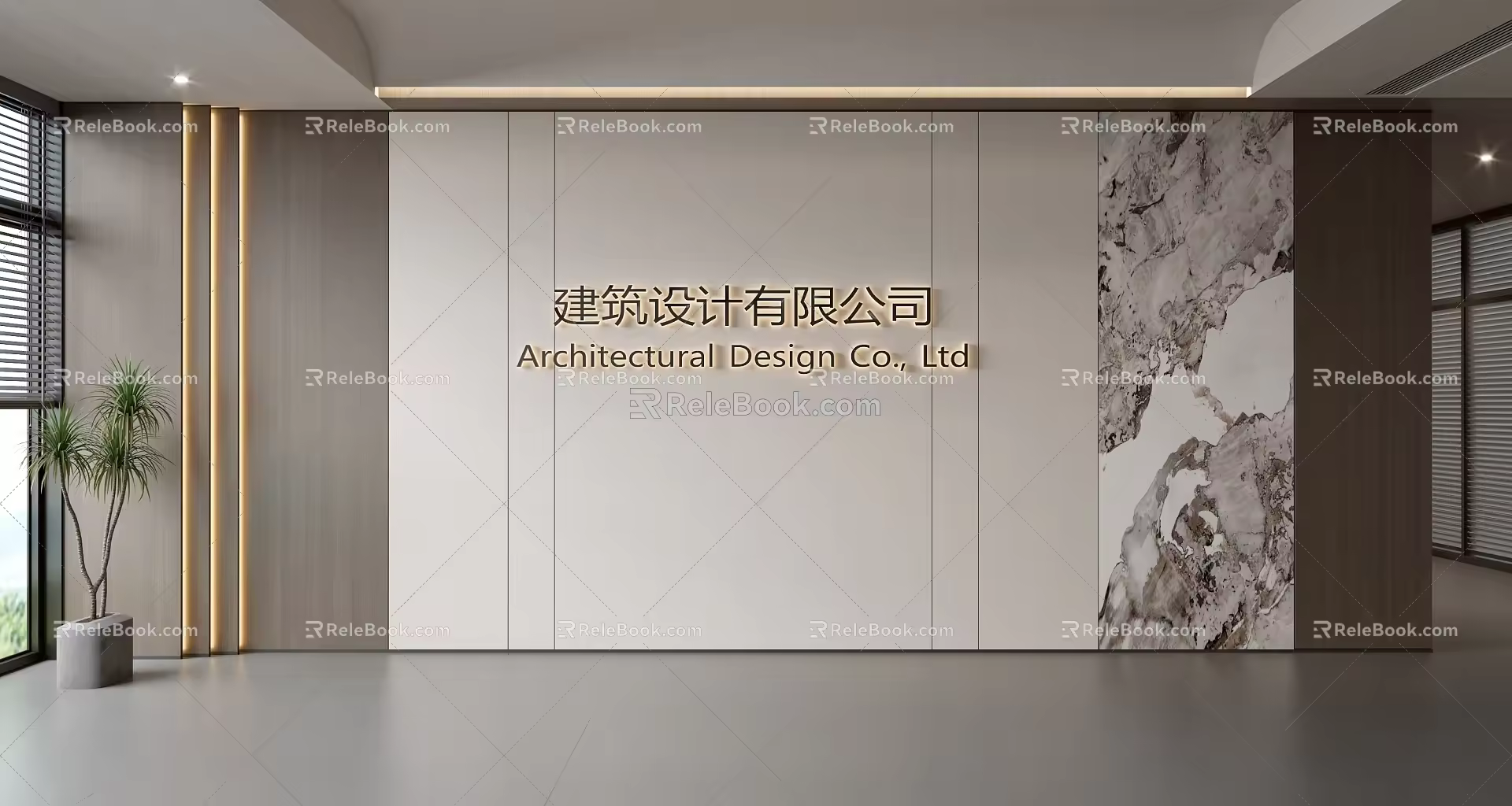 Modern Front Desk Background Wall Simple Background Wall Front Desk Reception Area Background Wall Company Front Desk Background Wall 3d model