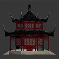 Ancient Chinese Architecture With Two Story Red Body Carved Windows Black Roof And White Base