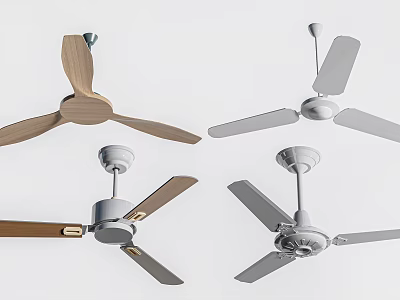 Various Modern Air Conditioner Fans With Different Blade Styles And Colors 3d model
