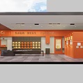 Artisanal Heritage Specialty Store With Orange Walls Display Cabinets And Customer Benches