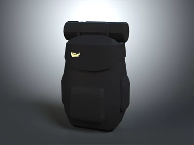 Black Roll Top Backpack With Sleek Design And Brand Logo For Everyday Use 3d model