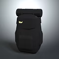 Black Roll Top Backpack With Sleek Design And Brand Logo For Everyday Use