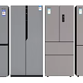 Modern Gray Refrigerators With Various Door Styles And Sleek Design For Kitchen 3d model