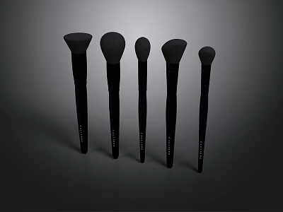 High Quality Black Makeup Brushes With Soft Bristles For Daily Beauty Use 3d model