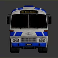 Blue And White Modern City Bus With Streamlined Body And Urban Transport Design