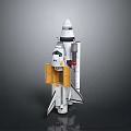 Detailed Space Shuttle Model With Yellow Boosters And White Body For Cosmic Exploration