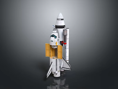 Detailed Space Shuttle Model With Yellow Boosters And White Body For Cosmic Exploration 3d model