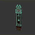 Ornate Classic Wooden Grandfather Clock With Decorative Top Figures And Pendulum