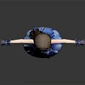 Anime Girl Character Wearing Blue Dress Brown Hair Blue Gloves And Shoes On Grey Background