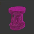 Hand Carved Wooden Stool With Round Top And Animal Shaped Base Intricate Patterns