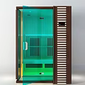 Commercial Sauna Equipment With Glass Door Wooden Interior Purple Lighting And Control Panel