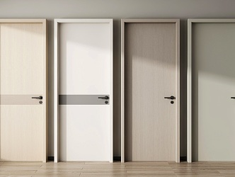 Single door swing door bedroom door room door solid wood door 3d model