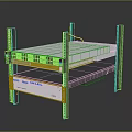 Metal Frame Server Rack With Mounted Computer Network Equipment Units