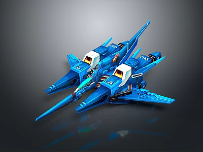 Detailed Blue Mecha Model With Streamlined Wings Spikes And Vibrant Details 3d model