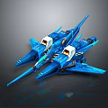 Detailed Blue Mecha Model With Streamlined Wings Spikes And Vibrant Details