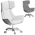 Modern Comfortable Leather And Gray Fabric Leisure Chair With Swivel Wheels Design