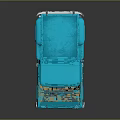 Blue Classic Pickup Truck With Orange Wooden Planks In Truck Bed