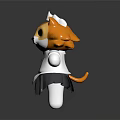 Cute Orange Cat Doll Wearing White Chef Hat And Gray Frilled Apron