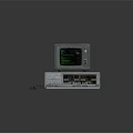 Vintage Electronic Computer System With Monitor Green Code Display And Keyboard 3d model