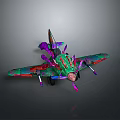 Vibrant Graffiti Style Airplane Model With Colorful Green Purple Red Artistic Design