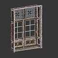 Vintage Wooden Double Doors With Glass Panels And Ornate Top Design
