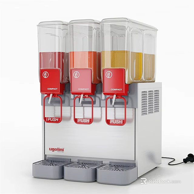 Commercial Beverage Dispenser Four Tanks Cold Drink Colorful Juice Dispensing System 3d model 