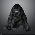 Geometric Pattern Cloak With Illuminated Mask And Angular Design Elements