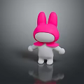 Cute 3D Cartoon Game Movie Character With Pink Bunny Ear Hat And White Body