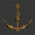 Yellow Deer Skeleton Model 3D Rendering with Detailed Antler and Bone Structure