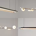 Modern Linear Chandeliers With Circular Shades And Warm Lighting For Dining Space