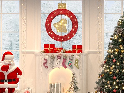 Christmas Fireplace Decoration Ambience Beautiful 3d model