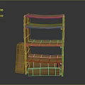 Natural Wooden Shelving Unit With Curved Shelves And Small Wooden Block
